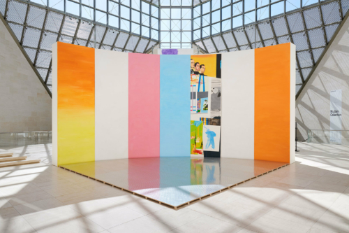 Michel Majerus, ‘SINNMASCHINE’, 1997. Collection Mudam Luxembourg. Acquisition 2023 – avec le soutien des membres du Cercle des collectionneurs du Mudam Luxembourg. Vue de l'exposition ‘Michel Majerus: SINNMASCHINE’, Mudam Luxembourg, 31.03 - 10.10.2023. Photo : Mareike Tocha © Mudam Luxembourg © Michel Majerus Estate, 2024