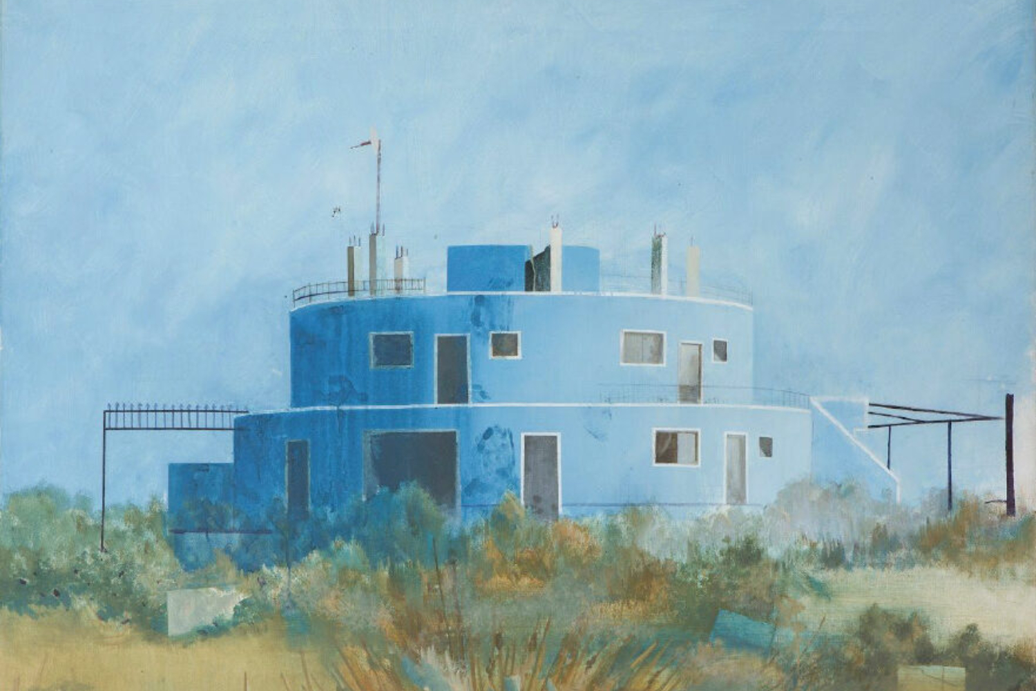 Edi Hila, "The Blue House", 2000. Acrylique sur toile. 112 x 145,5 x 3 cm. Collection Mudam Luxembourg. Acquisition 2019 © Photo : Christian Aschman | Erna Hecey Gallery, Luxembourg