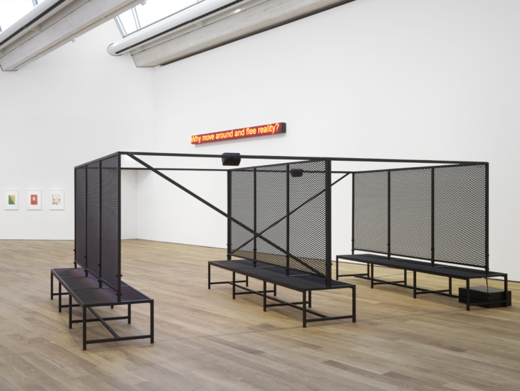 Nora Turato, ‘i am happy to own my implicit biases (malo mrkva, malo batina)’, 2018–2020. Collection Mudam Luxembourg. View of the exhibition ‘Radio Luxembourg: Echoes across borders’, Mudam Luxembourg. Photo: Mareike Tocha © Mudam Luxembourg