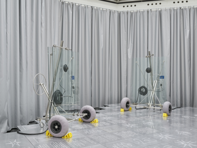 Exhibition view ‘Andrea Mancini & Every Island: A Comparative Dialogue Act’, Mudam Luxembourg. Photo: Mareike Tocha © Mudam Luxembourg