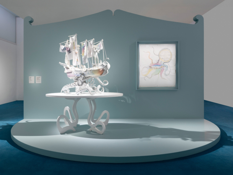 Simon Fujiwara, ‘A Conquest’, 2020–ongoing. Exhibition view: ‘Simon Fujiwara, It’s a Small World’, Museum of Contemporary Art Kiasma Helsinki, 2024. Courtesy the artist, Kiasma Museum of Contemporary Art, Helsinki, Gió Marconi, Milano; TARO NASU, Tokyo, Dvir Gallery Paris, Tel Aviv, Brussels and Esther Schipper Berlin, Paris and Seoul. © Photo: Andrea Rossetti