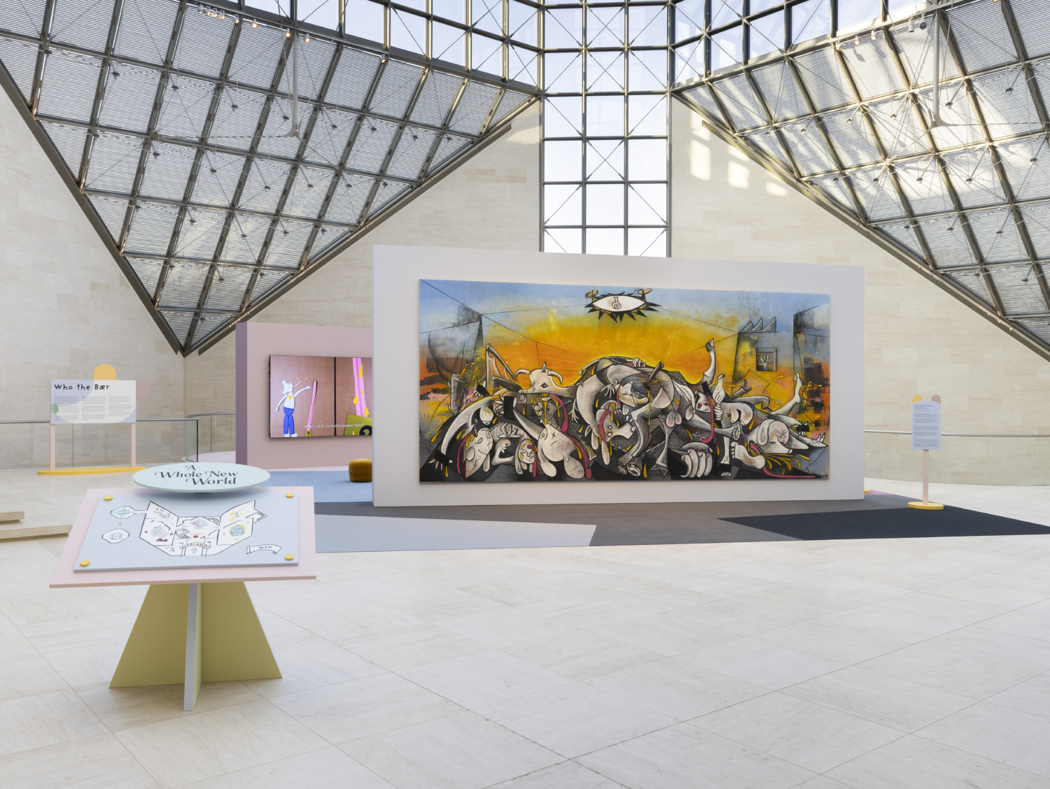 Exhibition view, ‘Simon Fujiwara: A Whole New World’, Mudam Luxembourg. Courtesy of the artist; Gió Marconi, Milano; TARO NASU, Tokyo; Dvir Gallery Paris, Tel Aviv, Brussels and Esther Schipper Berlin/Paris/Seoul. Photo: Andrea Rossetti © Mudam Luxembourg