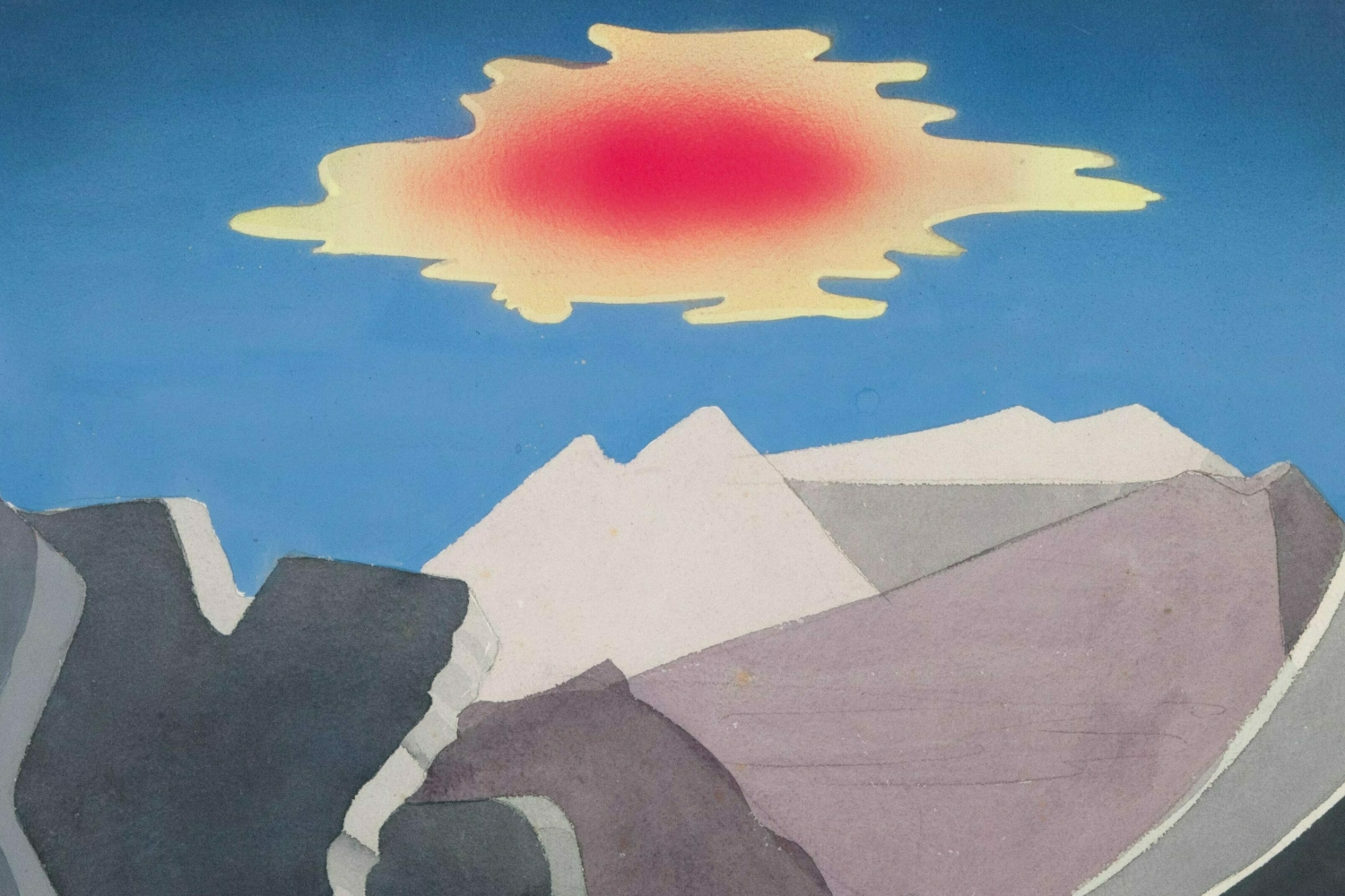 Xanti Schawinsky, ‘Stage Design for Goethe’s ‘Faust II’, 4th Scene: High Mountains, Rigged Raked Rock Summit, a Cloud Floats Pass’, 1928/29, detail. Watercolour over pencil on paper. 45,0 x 52,0 cm. Collection Pictet