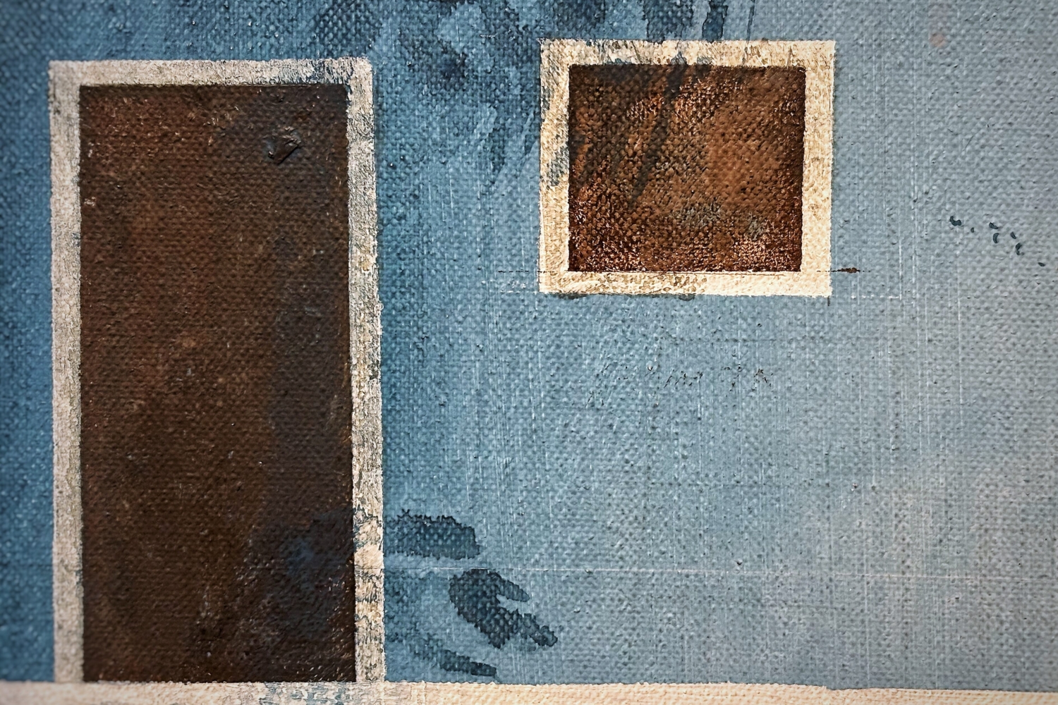 Edi Hila, ‘The Blue House‘, 2000 (détail). Acrylique sur toile. 112 x 145,5 x 3 cm. Collection Mudam Luxembourg. Acquisition 2019 © Mudam Luxembourg